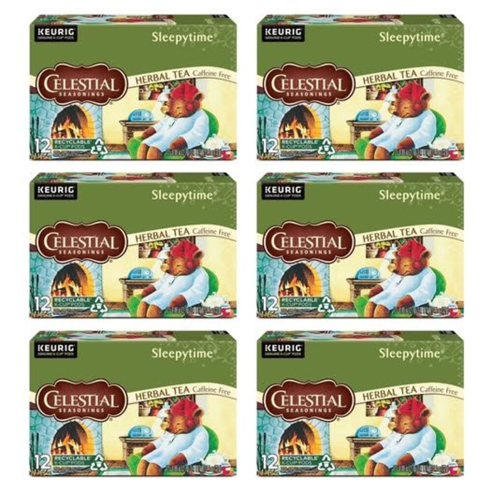 (6 pack) Celestial Seasonings Sleepytime Caffeine-Free Keurig K-Cup Herbal Tea P